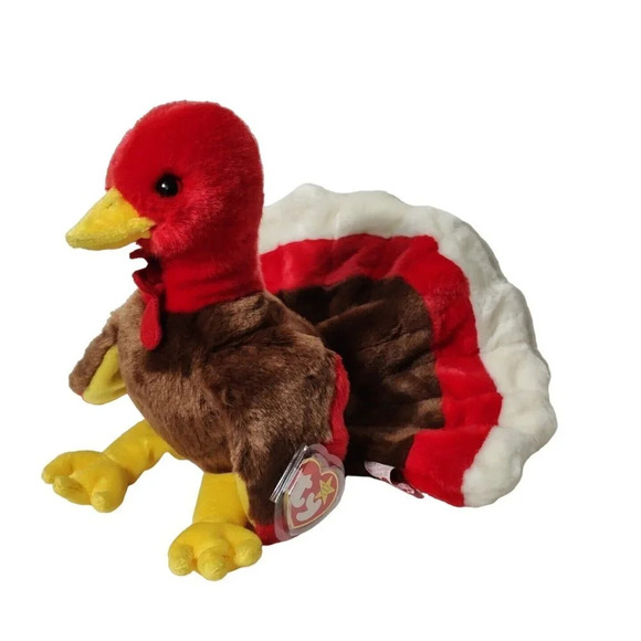 Vtg Ty Beanie Buddies Brown Gobbles Turkey Plush Stuffed Animal Toy Thanksgiving - Picture 2 of 8